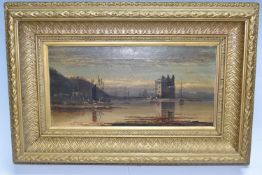 WILLIAM BARRY (FL. 1883-1901) 'Loch Ranza, Arran', coastal scene with castle, oil on canvas,