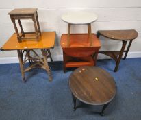 A 20TH CENTURY SIDE TABLE, with an orange glass surface, the wooden legs woven in thin rope, width