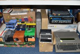 THREE BOXES AND LOOSE VINTAGE OFFICE SUPPLIES, etc, to include a boxed Canon FC-2 copy machine, a