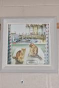REBECCA LARDNER (BRITISH 1971) 'DINNER FOR TWO', a signed limited edition print on board depicting