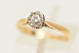 A SINGLE STONE DIAMOND RING, a round brilliant cut diamond, approximate total carat weight 0.15ct,