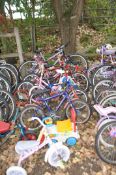 TEN CHILDS BIKES AND TRIKES by makers such as Raleigh, Universal, Magna etc and Chicco child's toy