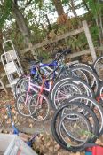 FIVE BICYCLES by Raleigh, Saxon, Solano, etc, along with a unicycle band a scooter, Condition