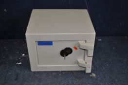 A ROSSELL'S LOCKSMITHS SMALL PERSONAL SAFE width 31cm, depth 28cm, height 26cm (HEAVY)