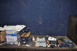 A POWER CRAFT SCROLL SAW (appears to be brand new in opened box), a Power Craft soldering gun, a