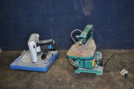 A BLACKSPUR BB-CS400 SCROLL SAW with a 16in throat (no blade) and a Nutool mitre saw with 205mm