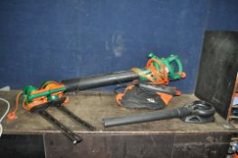 BLACK AND DECKER GARDEN TOOLS comprising of a GW350 blower vac, a GT25 hedge trimmer (two connectors