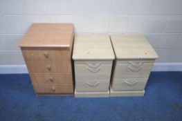 A MODERN PAIR OF TWO DRAWER BEDSIDE CHESTS, with a brushing slide, width 42cm x depth 48cm x
