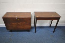 A GEORGIAN MAHOGANY SINGLE GATE LEG TABLE, open width 91cm x closed width 40cm x depth 91cm x height