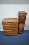 A MODERN PINE CHEST OF TWO SHORT OVER FOUR LONG DRAWERS, raised on bun feet, width 83cm x depth 39cm