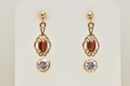 TWO PAIRS OF GEM SET EARRINGS, the first a pair of colourless cubic zirconia set stud earrings
