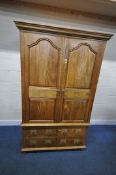 BARKER AND STONEHOUSE 'FLAGSTONE', A MANGO WOOD WARDROBE, with geometric patterns, double doors,