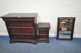 JB GLOBAL, A MODERN STAINED CHEST OF FOUR DRAWERS, width 108cm x depth 50cm x height 106cm, a