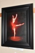 STEVE SMITH (BRITISH CONTEMPORARY) DANCER IN THE SPOTLIGHT, a full length portrait of a ballet