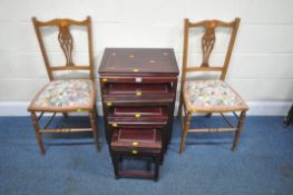 AN ORIENTAL STYLE NEST OF FOUR TABLES, largest table width 52cm x depth 36cm x height 67cm, along