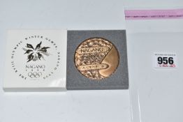 THE XVIII OLYMPIC WINTER GAMES, NAGANO 1998, Participants Medal, in bronze, the obverse with Olympic