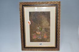 AN INDO-PERSIAN MINIATURE, on a written document dated to the early twentieth century, in a Mughal