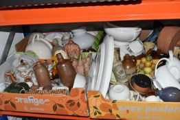 FOUR BOXES OF CERAMICS, to include stoneware bottles and jars, including 'Frank Cooper's ''
