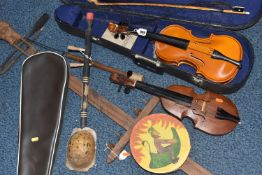 A GROUP OF INTERNATIONAL STRINGED INSTRUMENTS comprising a Polish Mazanki stringed instrument with