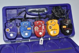 DANELECTRO DJ-C CARRY CASE WITH FIVE MINI EFFECT SERIES GUITER PEDALS, to include 'BLT' slap