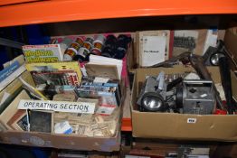 FOUR BOXES OF RAILWAY INTEREST ITEMS, to include ephemera, books, approximately forty mugs