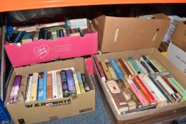 SIX BOXES OF BOOKS, over one hundred and twenty titles in paperback and hardback formats, subjects