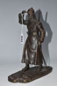 A TWENTIETH CENTURY RUSSIAN BRONZE FIGURE, of a soldier on skis, circa 1932-1953, cast mark '