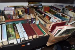 SIX BOXES OF BOOKS containing approximately 175 miscellaneous titles in hardback and paperback
