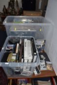 TWO BOXES OF MOSTLY BEATLES RELATED ITEMS comprising sixty one LPs to include The Beatles 'Help' (