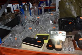 A GROUP OF GLASSWARE AND MISCELLANEOUS to include a large claret jug, two Holmegaard 'High Life'