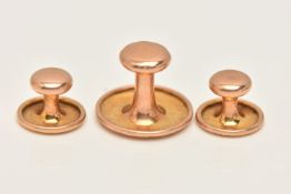 THREE 15CT ROSE GOLD DRESS STUDS, each with a full 15ct gold Birmingham, approximate gross weight