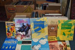 FOUR BOXES OF BOOKS, approximately eighty titles in hardback and paperback formats, subjects to