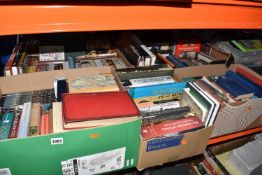 FIVE BOXES OF BOOKS containing approximately 120 military or historical tiles in hardback and