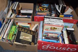 FIVE BOXES OF BOOKS, approximately one hundred titles paperback and hardback format, subject