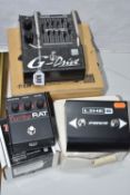 GUITAR EFFECT PEDALS, to include an Akai G-Drive D2G, functions as an equalized distortion pedal,