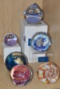 SIX CAITHNESS GLASS PAPERWEIGHTS, comprising limited edition Cleopatra no 88/500, with un -