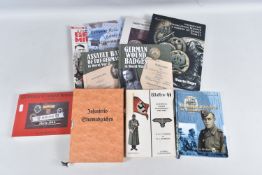 A BOX OF ASSORTED REFERENCE BOOKS GERMAN WWII TWO INSIGNIA,UNIFORMS, COMBAT BADGES,AND MEDALS,