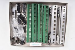 A QUANTITY OF UNBOXED ASSORTED PART BUILT OO GAUGE E.M.U. KITS, three different kits, one white