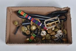 A WWI GERMAN IRON CROSS AND LATER BRITISH UNIFORM ITEMS, the Iron Cross is dated 1914 and has a