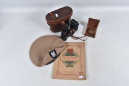 A PAIR OF WESTINGHOUSE 1943 HMR M3 6x30 US MILITARY BINOCULARS in a brown leather case, good working