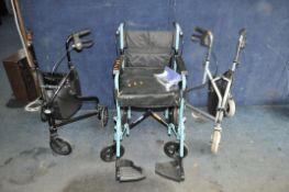 A DAYS ESCAPE LITE FOLDING WHEELCHAIR with cushion, two footrests and two rollators (3)