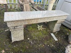 A SOLID GRANITE RECTANGULAR BENCH, on a pair of bases, length 121cm x depth 31cm x height 45cm