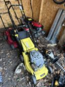 A CHALLENGE MODEL XSS40E PETROL LAWNMOWER, condition report: engine turns but not tested any