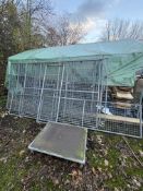 A LARGE GALVANISED STEEL DOG CAGE / RUN PARTS, no bolts supplied so