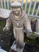 A PAINTED CONCRETE STATUE OF THE ST FRANCIS OF ASSISI, height 83cm, condition report: missing left