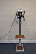 AN AXMINSTER TRADE AT700PD FLOOR STANDING PILLAR DRILL with 16mm keyless chuck, adjustable bed