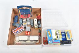 A MIXED BOX OF DIECAST MODEL VEHICLES, the first Iso Grifo Superfast, no. 14 D, dark blue body and