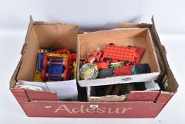 A QUANTITY OF UNBOXED ASSORTED MECCANO, assorted eras from blue and gold to 1970's Army Multikit and