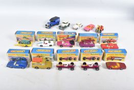 TEN BOXED MATCHBOX SUPERFAST 1-75 SERIES MODELS, Lotus Europa, No.5, Safari Land Rover, No.12, 2 x
