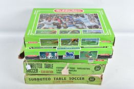FIVE BOXED SUBBUTEO TABLE FOOTBALL SETS, two are 1960's/1970's Club Edition and the other three